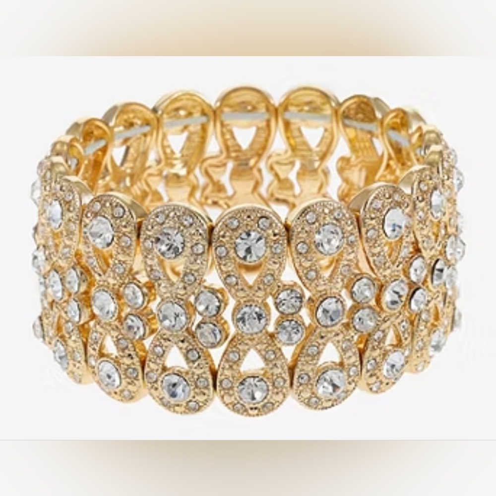 Monet Clear & Goldtone Stretch Bracelet